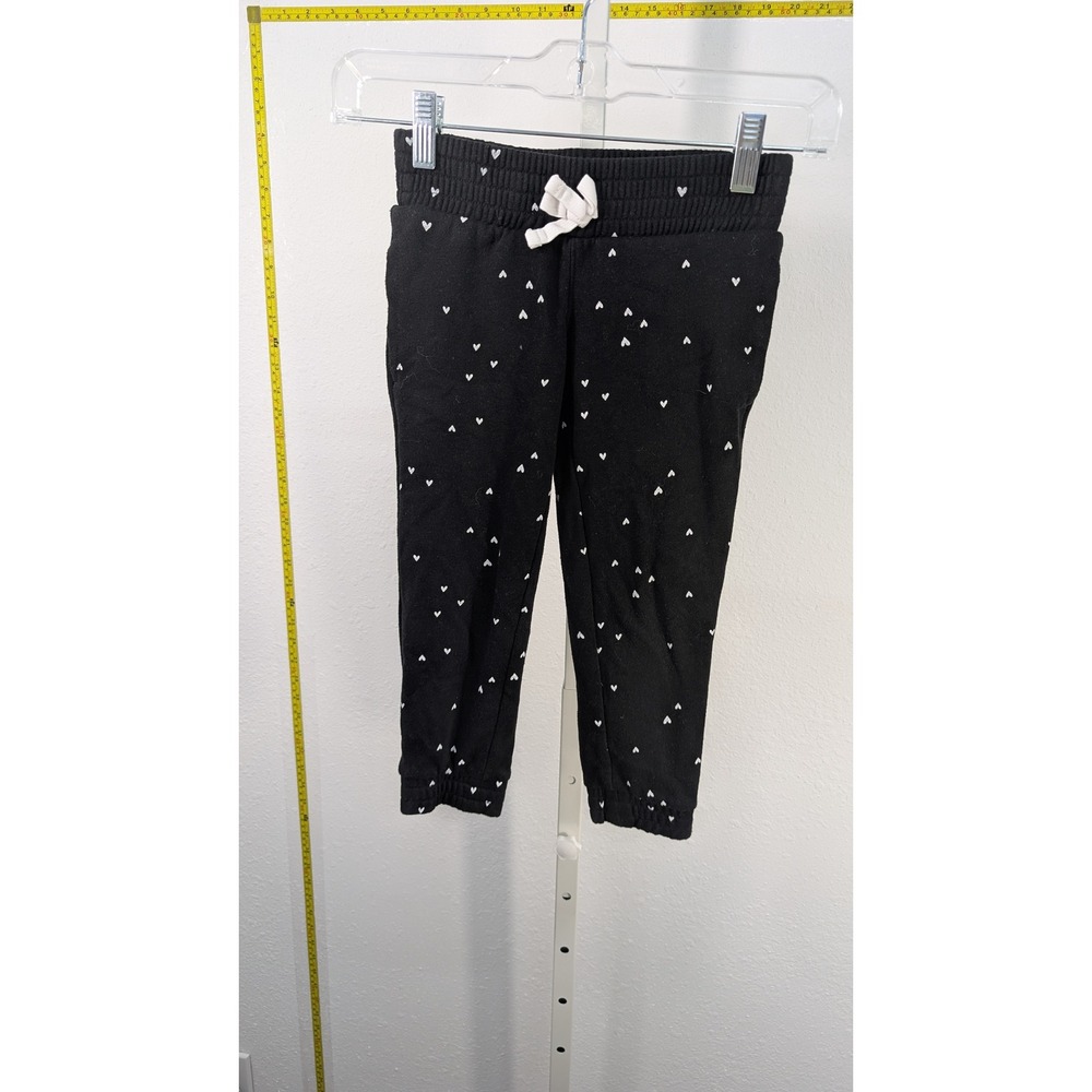 Wonder Nation Girls Black Heart Print‎ Joggers Sweatpants Size XS 4-5